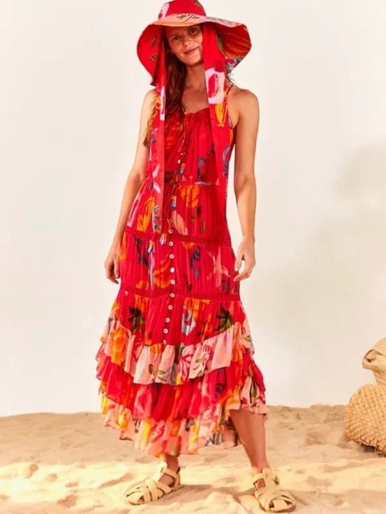 FARM Rio Dresses & Skirts - FARM Rio Mixed Fruits Ocean Tiered Dress